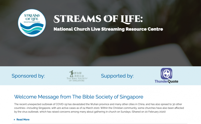Free live streaming resource centre to assist churches in moving their services to a live streaming platform, along with providing on the ground consultation for free.
